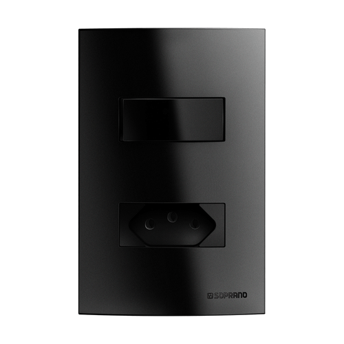 Conjunto 1 Int. Paralelo + 1 Tomada 2P+T 10AX 250V Preto Brava! Up - Soprano