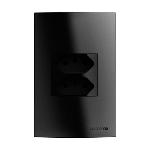 Conjunto 1 Tomada  2P+T Duplex 20A 250V Preto Brava! Up - Soprano
