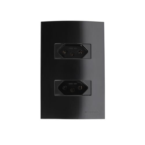 Conjunto 2 Tomadas 2P+T 10A 250V Preto Brava! Up - Soprano