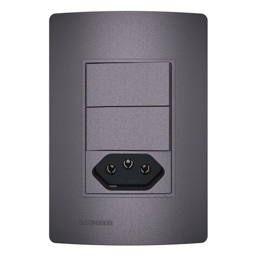 Conjunto 2 Int. Simples 10A + 1 Tomada 10A 4X2 Concreto Revitá - Soprano
