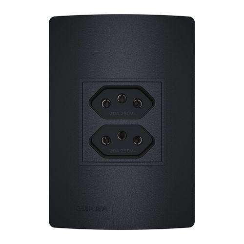 Conjunto 1 Tomada 2P+T Duplex 20A 250V 4X2 Carbono Revitá - Soprano