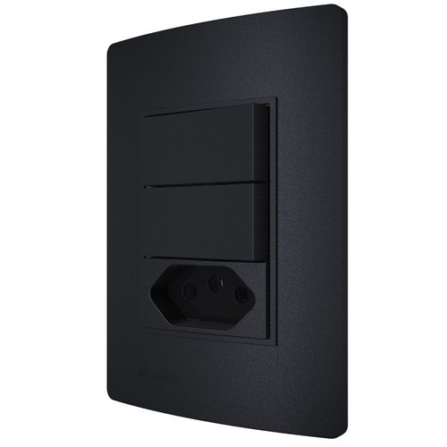 Conjunto 2 Interruptor Paralelo 10AX + 1 Tom 10A 4X2 Carbono Revitá - Soprano