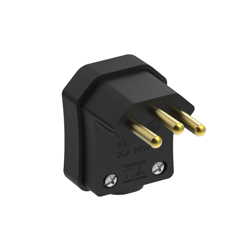 Plugue Macho 90 Graus 2P+T 20A Preto - Soprano