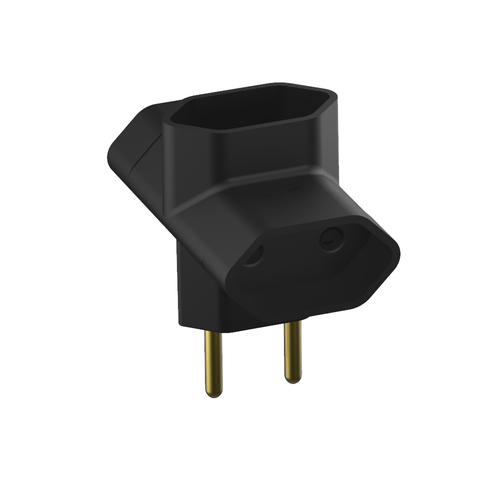 Plugue T 2P 10A 250V Preto - Soprano
