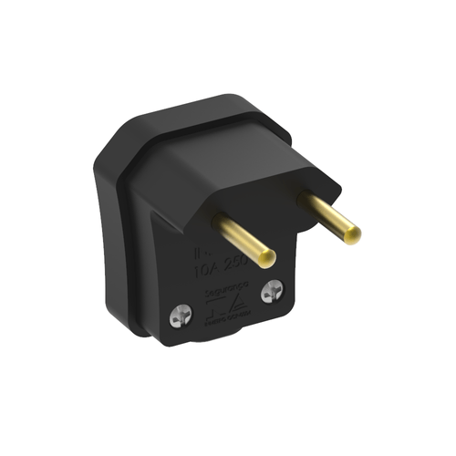 Plugue Macho 90 Graus 2P 10A 250V Preto - Soprano