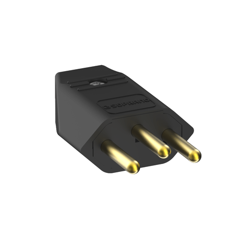 Plugue Macho 2P+T 10A 250V Preto - Soprano