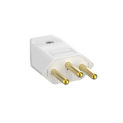 Plugue Macho 2P+T 10A 250V Branco - Soprano