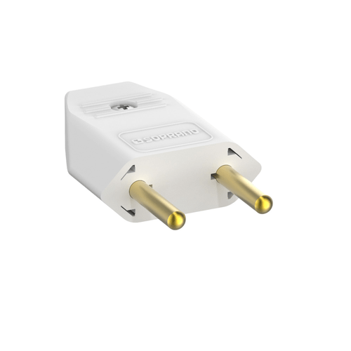 Plugue Macho 2P 10A 250V Branco - Soprano