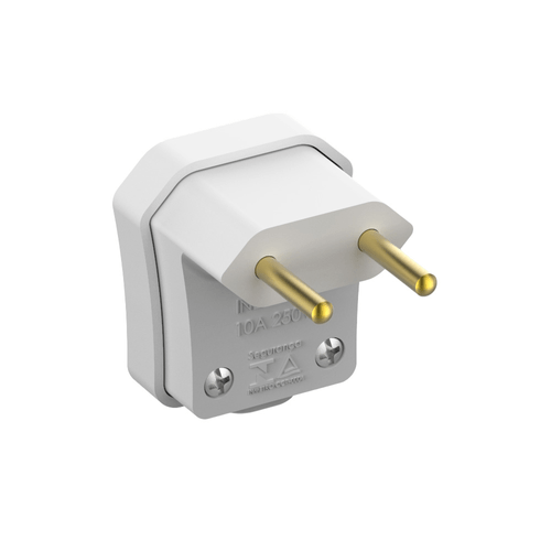 Plugue Macho 90 Graus 2P 10A 250V Branco - Soprano