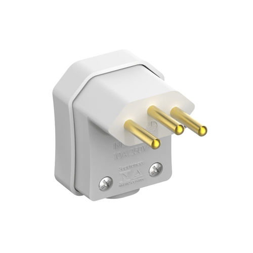Plugue Macho 90 Graus 2P+T 10A 250V Branco - Soprano