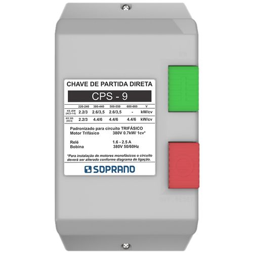 Chaves de Partida CPS - 09 (1,6-2,5)  380 VAC - Soprano
