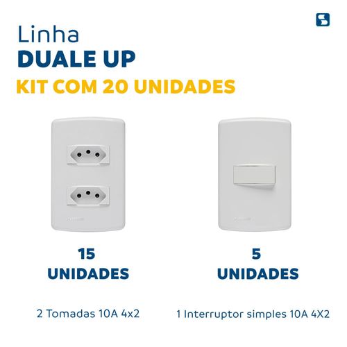 Kit 15 Conj. 2 Tomadas 5 Conj. 1 Int. 10A Duale Up - Soprano