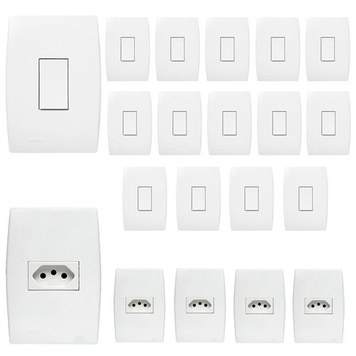 Kit 15 Conj 1 Int Simples 5 Conj 1 Tomada 10A Ilus Soprano