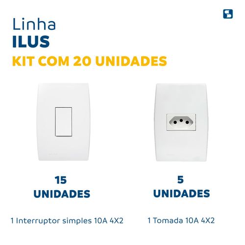 Kit 15 Conj 1 Int Simples 5 Conj 1 Tomada 10A Ilus Soprano