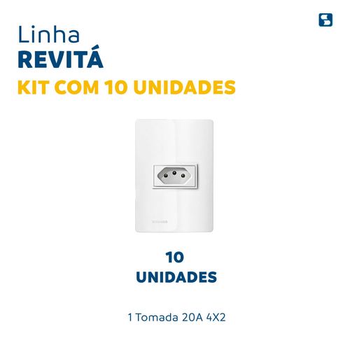 Kit 10 Conjuntos 1 Tomada 20A Branco Revitá - Soprano