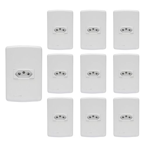 Kit 10 Conjuntos 1 Tomada 10A Branco Duale Up - Soprano