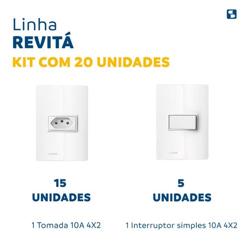 Kit 15 Conj Tomada +5 Conj Int. Simples 10A Revitá Soprano