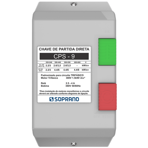 Chaves de Partida CPS - 09 (2,5-4,0) 380 VAC - Soprano