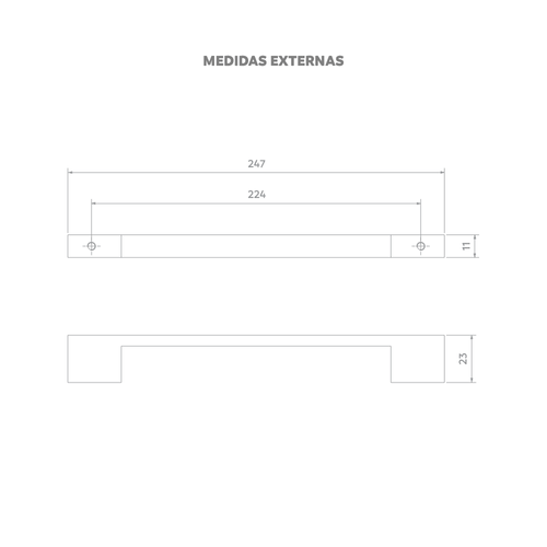 Puxador Kiev Alça Quadrado 224mm Cromado - Soprano