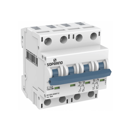 Disjuntor Corrente Continua SHB4-C0 1000V 16A - Soprano