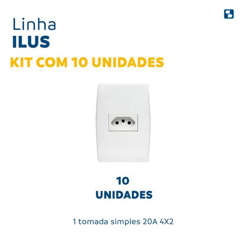 Kit 10 Conjuntos 1 Tomada 20A Branco Ilus - Soprano
