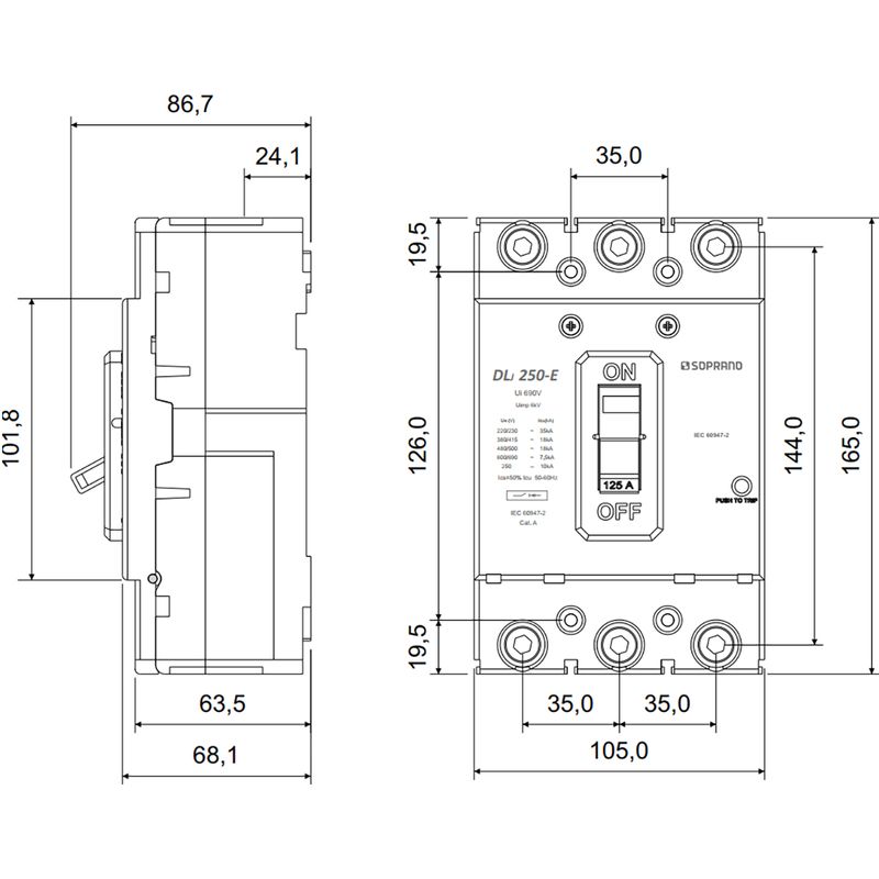 Disjuntor Tripolar 150A Soprano 3