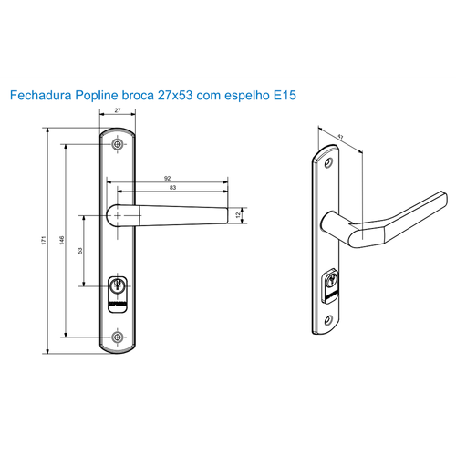 Fechadura Externa ESP15 27X53 PY45 Branco Popline - Soprano