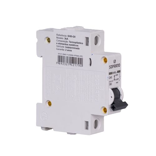 Disjuntor Monopolar SHB GII C0 40A - Soprano