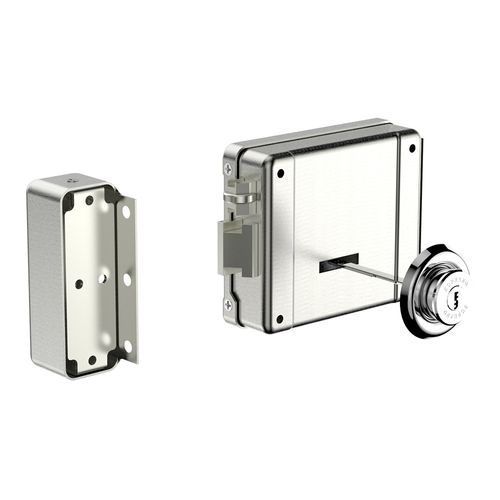 Fechadura Elétrica12V Bipartido PK ROS40 Inox Escovado - Soprano