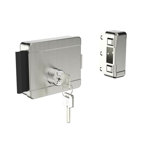 Fechadura Elétrica 12V Bipartido PY ROS40 Inox Escovado - Soprano