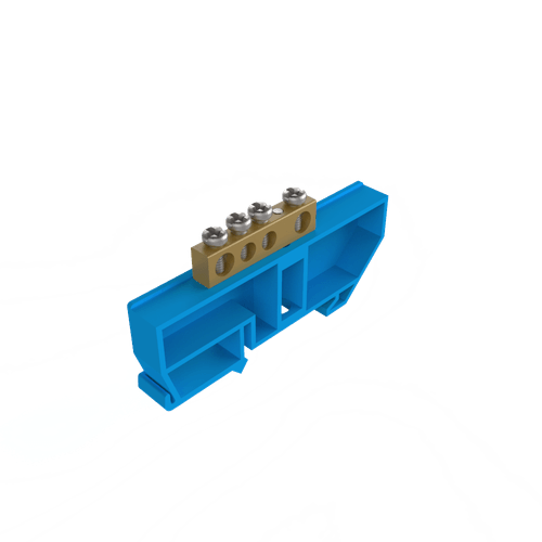 Barramento Neutro 2+2 Furos p/ Fixação em Trilho DIN Azul - Soprano