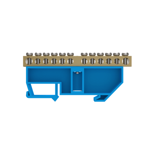Barramento Neutro 2+10 Furos p/ Fixação em Trilho DIN Azul - Soprano