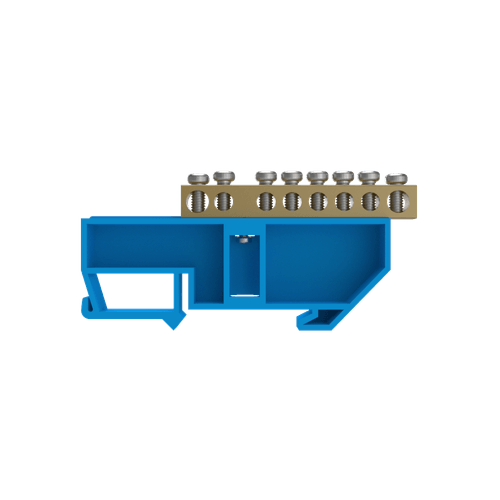 Barramento Neutro 2+6 Furos p/ Fixação em Trilho DIN Azul - Soprano