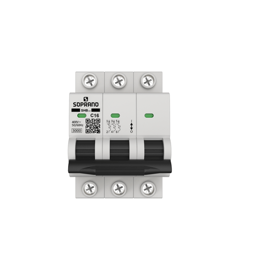 Minidisjuntor Residencial 3 Polos SHB GIII 016A - Soprano