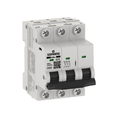 Minidisjuntor Residencial 3 Polos SHB - GIII - 020A - Soprano