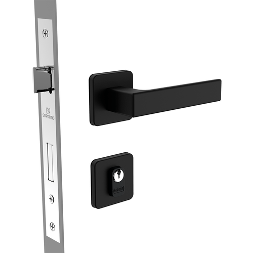 Fechadura Externa 55X70 ROS24 PY53 Preto Fosco Juno - Soprano