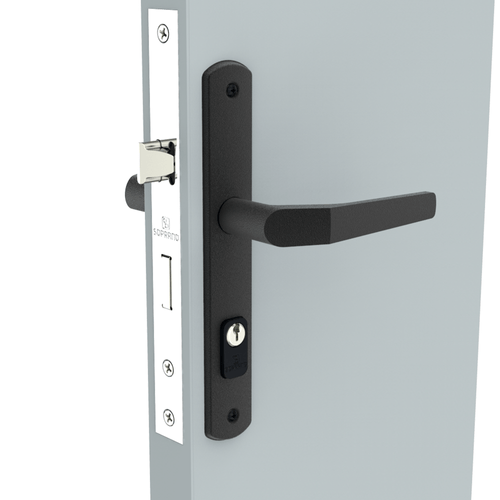 Fechadura Externa Perfil Estreito 20x53 ESP15 PY45 Preto Popline - Soprano