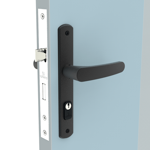 Fechadura Externa Perfil Estreito 27x53 ESP43 PY45 Preto Fosco Ipanema - Soprano