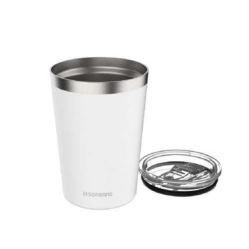 Copo Térmico de Inox com Tampa 310 ml Branco Everest - Soprano
