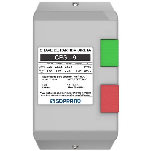 Chave de Partida CPS9 1,6-2,5 A 380Vca - Soprano