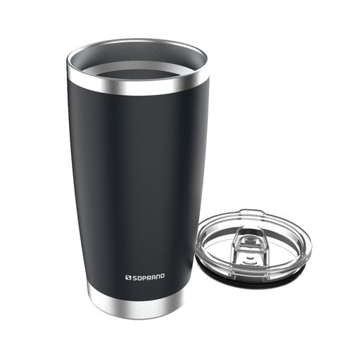 Copo Térmico de Inox com Tampa 500 ml Preto Everest Soprano