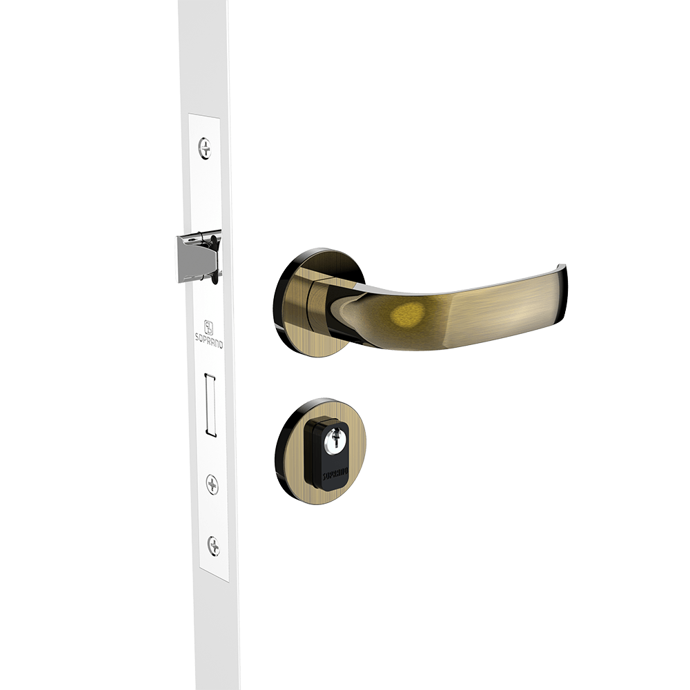 Fechadura Externa 40x53 ROS22 PY53 Antique Brass Ícaro - Soprano