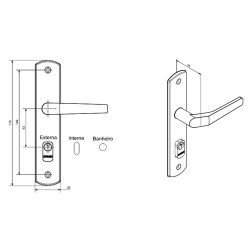 Fechadura Externa 40x53 ESP26 PY45 Antique Brass Soprano