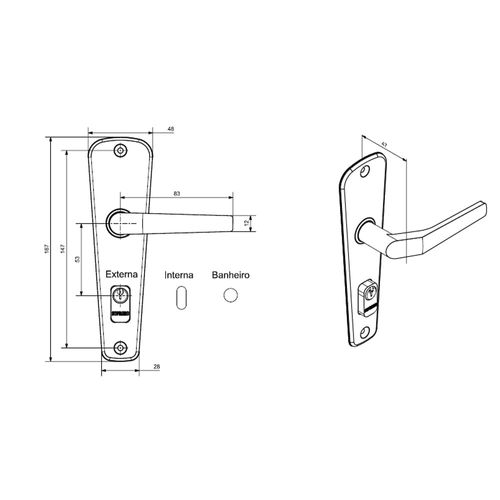 Fechadura Interna 40x53 ESP11 Cromado Popline - Soprano