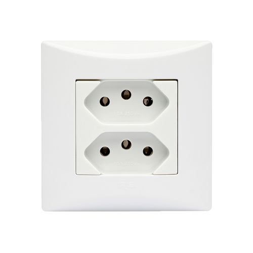 Conjunto 1 Tomada Duplex 10 A Branco Sistema S. - Soprano