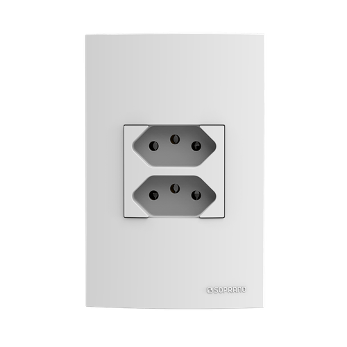 Conjunto 1 Tomada Duplex 10A Branco Brava! Up - Soprano