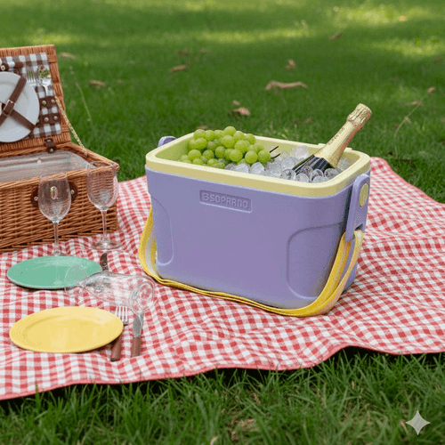 Caixa Térmica Cooler 8 L Lavender/Amarelo Sunset - Soprano
