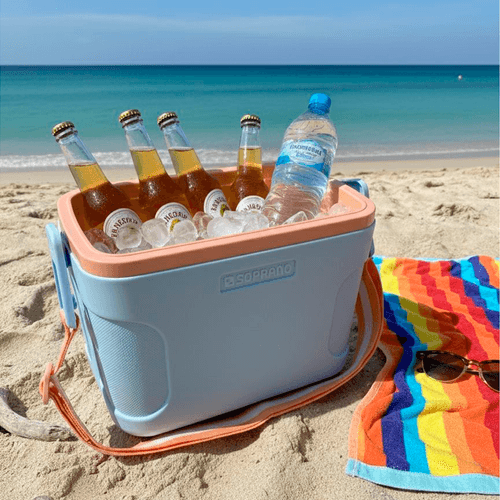 Caixa Térmica Cooler 8 L Azul/ Laranja Sunset - Soprano